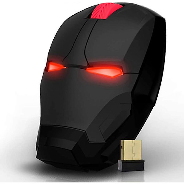 Trådlös Superhjälte-datormus 2.4G Fullstorlek Optisk Spelmus med Nano USB-mottagare, 3 Justerbara DPI-nivåer, Bärbar Mobil Tyst Mus