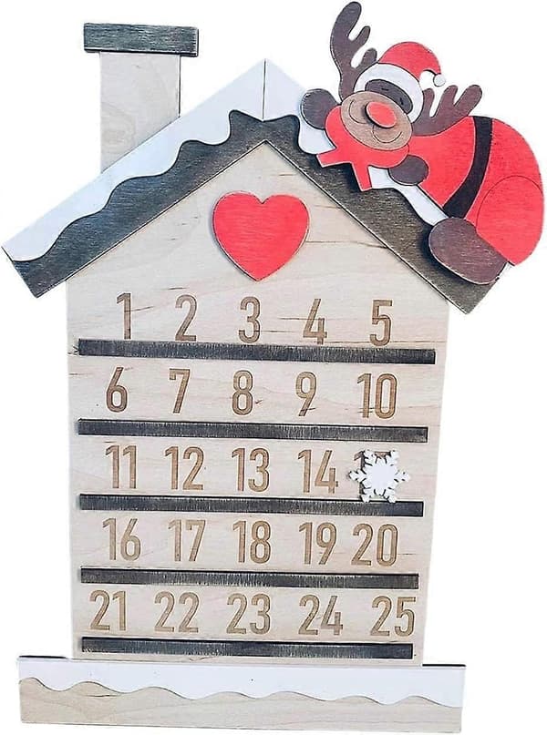 Julnedräkningskylt, Träkalender, Festtillbehör för Köket-B