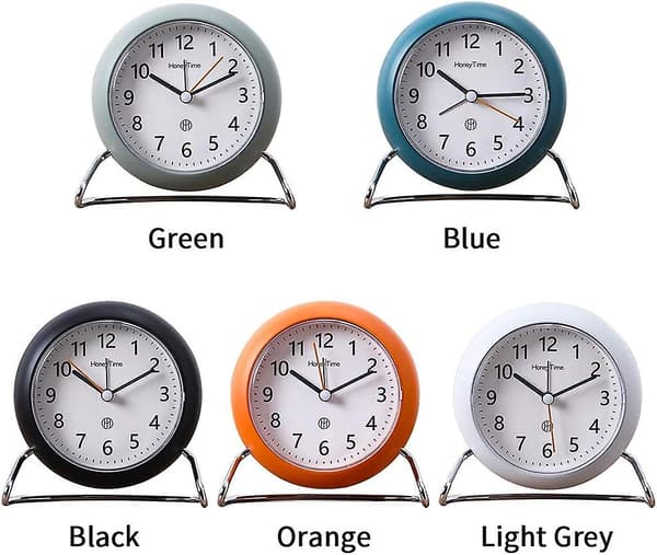 Analog Alarm Clock, Super Quiet, No Ticking, Small Round Clock With Soft Night Light