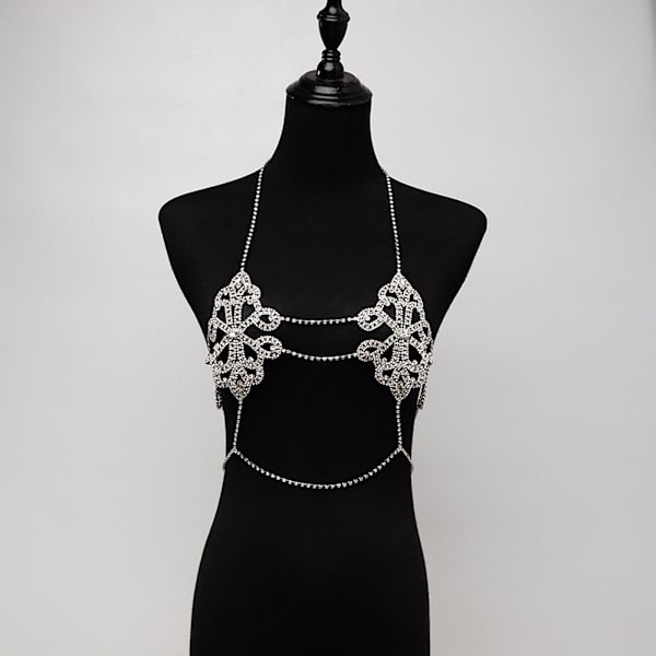 Mote Body Chain Glitrende Nattklubb Body Tilbehør Smykker For Kvinner Jenter（Sølv）