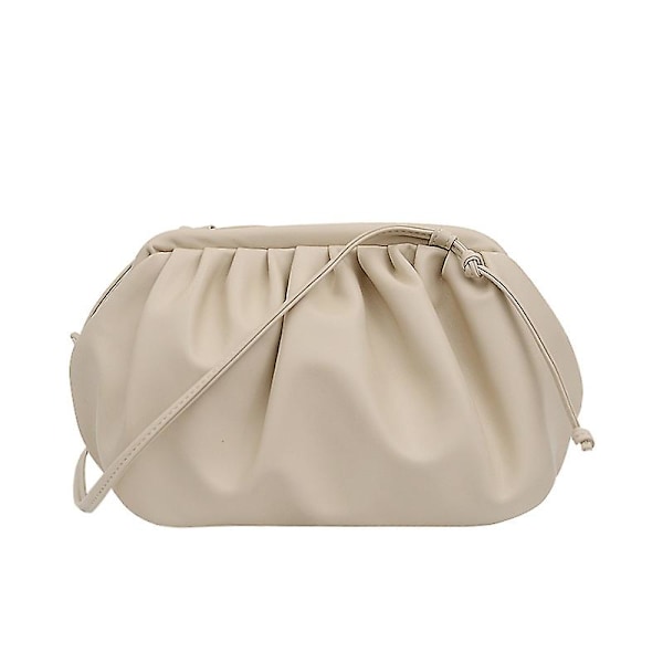 Messenger Bag Kvinnor Cloud Bag Mjukt Läder Dumpling Enstaka Snedställda Handväskor（Vit）