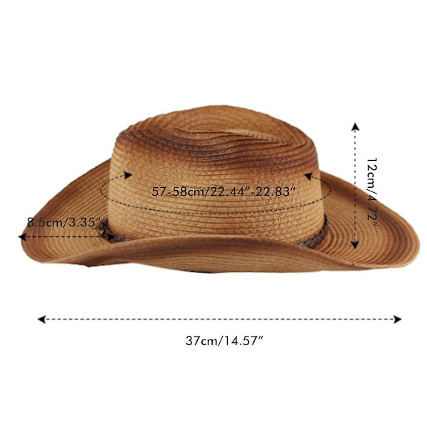 Gradient Spray Color Bred Brim Solhat til Mænd og Kvinder - Western Straw Cowboy Hat til Udendørs Strandrejser