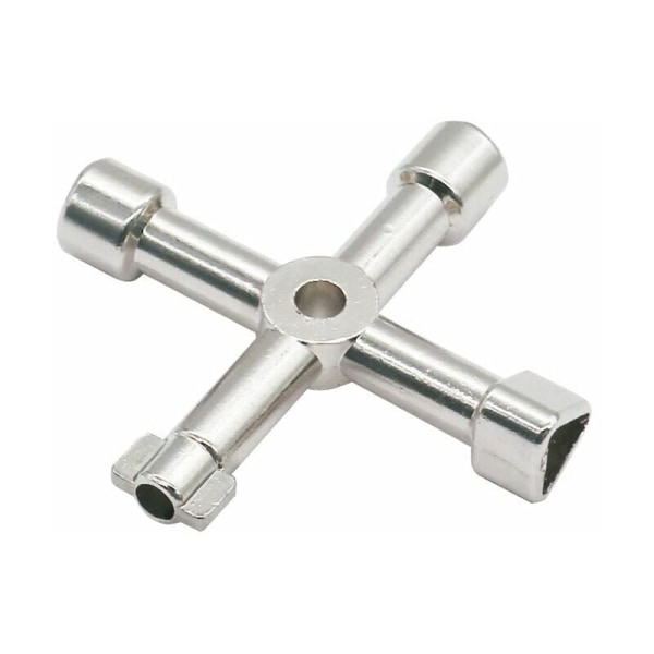 Multifunktionsnyckel, 4 i 1 Multifunktionskryssnyckel för elgasvärmare, mätarlådor, kranlås - 72 mm, silver
