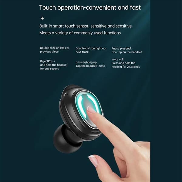 Trådløs Bluetooth-urdisplay, støjreduktion, lav latenstid, TWS Bluetooth-headset til mobilspil, computer (sort)