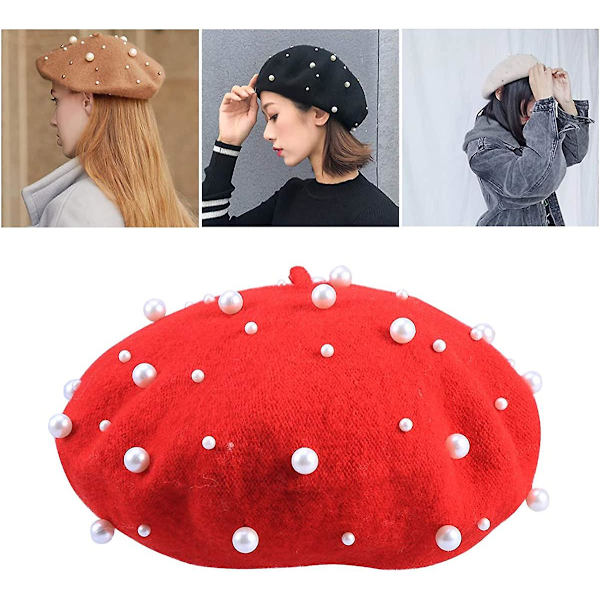 Beret Perle Efterår Vinter Cashmere Beret Stjerneperleperle Nitte Uld Beret