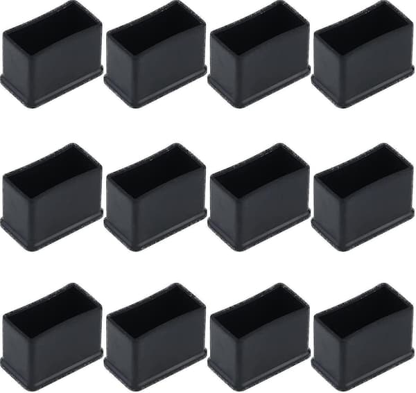 12-pack 15 x 30 mm svarta rektangulära gummifiltsskydd för bords- eller stolsben YVE