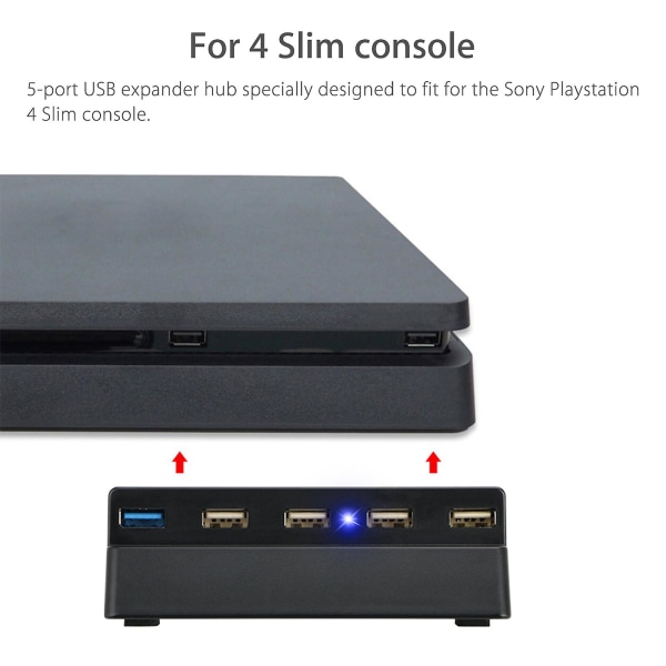 HUB USB 4 ports pour PS4 Slim Console (3 x USB 2.0, 1 x USB 3.0) 