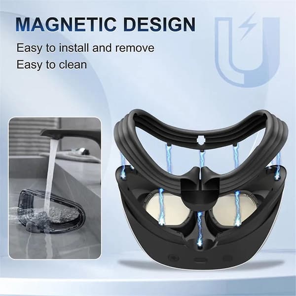 VR-ansiktsdeksel erstatning ansiktsputer for PSVR2-headset magnetisk ansiktsgrensesnittbrakett for PS VR2-tilbehør（svart）