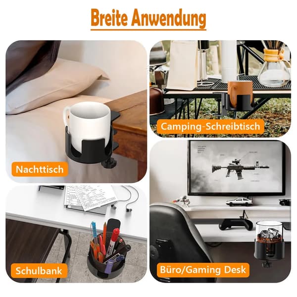2 stk. bordklemme koppholder, koppholder for kopper opptil 3,74 tommer