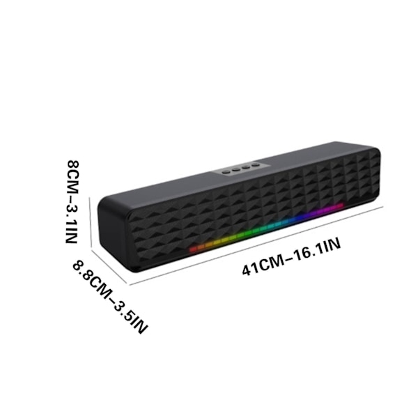 Computer-højttalere Heavy Bass Lang Soundbar Computer Desktop Audio Med Lys RGB Bluetooth Audio Clearance（Sort）