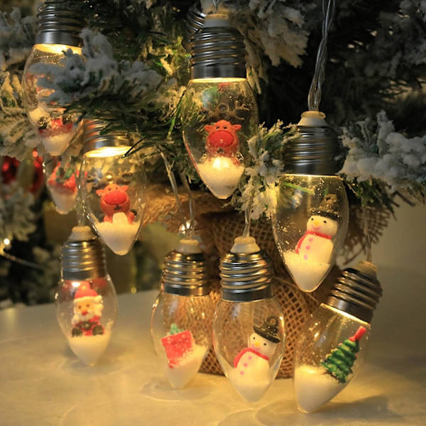 Juldekoration 1,5M USB-driven snögubbe jultomte julgran semester LED-lampor blinkande ljusslinga