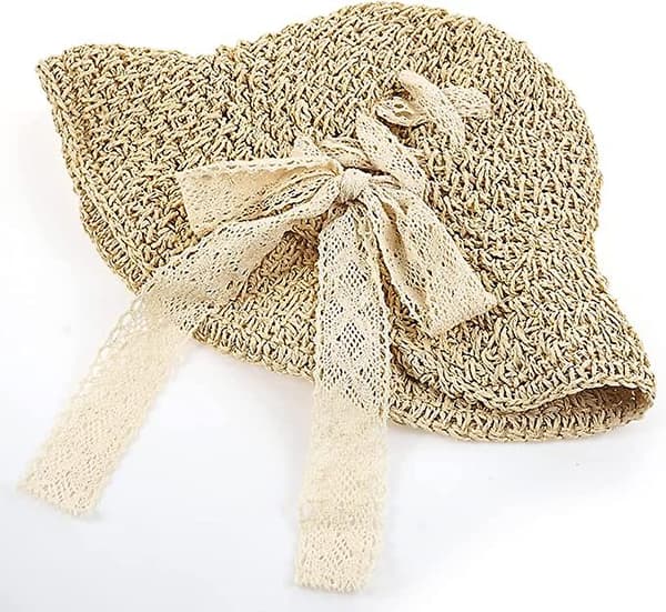Dww-Damebred Solhat med Bred Skygge (Beige) Sammenfoldelig Solhat Blød Hat Spand Hat Sommer Strand Solhat til Kvinder