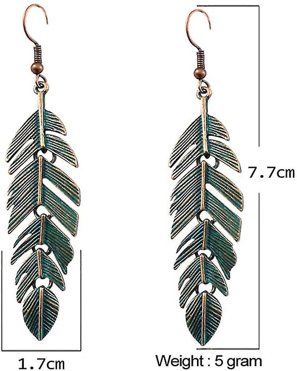 Käsintehty Boho Vintage Vihreä Pronssi Kevyt Statement Lehti Korvakorut-vihreä Pronssi