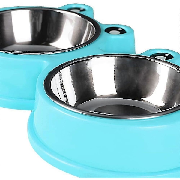 Hållbar Hundskål i Rostfritt Stål Mat & Vattenmatare Halksäker Design Motståndskraftig Silikonmatta Halksäker Design Förhindrar Glidning För Små Hundar/katter L