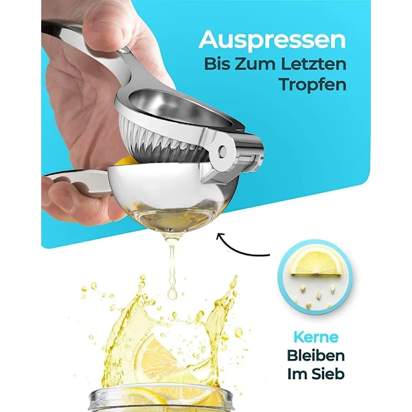 Citruspresser i rustfrit stål, universal størrelse - pres indtil den sidste dråbe
