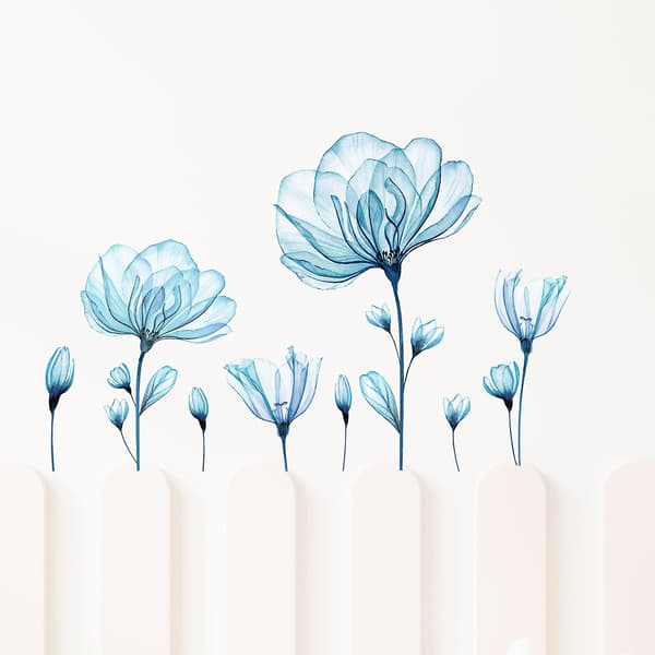 Blå blommor väggdekaler stora blå växter väggdekaler väggdekoration