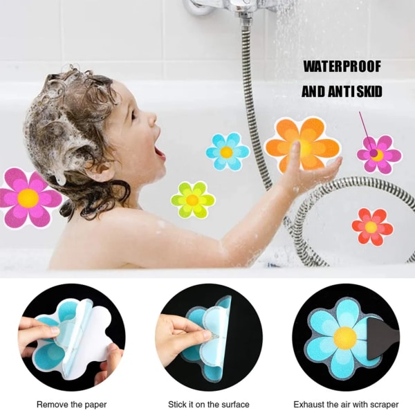 20 st Anti-halk dusch självhäftande halkfria klistermärken för dusch Vattentät badkar Anti-halk klistermärke Mattor för barn Badkar Dusch Badrum Blomform