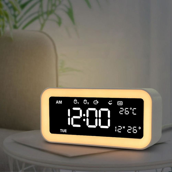 LED-väckarklocka med färgglad atmosfär nattljus klocka smart kreativ musik klocka