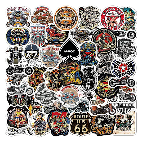 Dww-Vintage Harley Motorcycle Stickers 50 st Biker Vinyl Dekaler för Bagage Laptop Skateboard Cykel