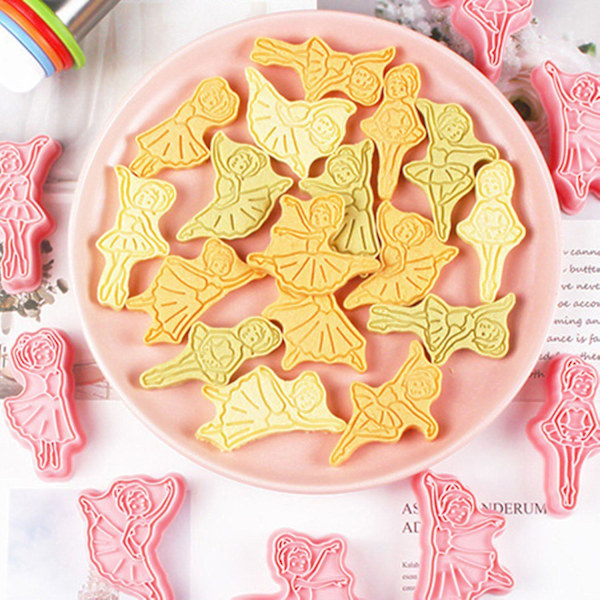 8 stk. kageform balletformer non-stick varmebestandig fondantpasta slik kage prægning stencil