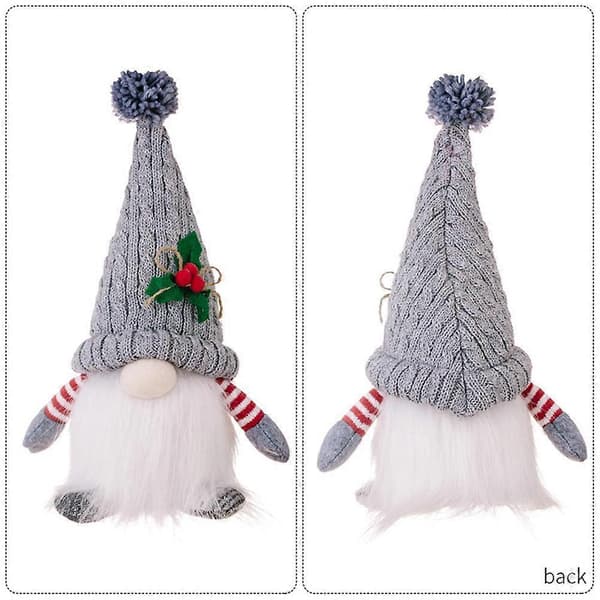 Lysande jul-tomtefigur - Stickad mössa glödande Rudolf julgransdekoration A