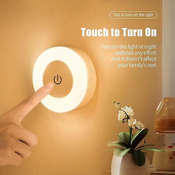1 st USB-laddningsbar mini LED-underbelysning med touchsensor, nattlampa, dimbar, för trappor, garderob, kök, sovrum