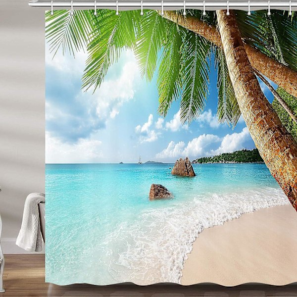 Tropisk Ocean Beach Tema Badeforhæng, Sea Palms Stof Badeforhæng Sæt, Sommer Ocean