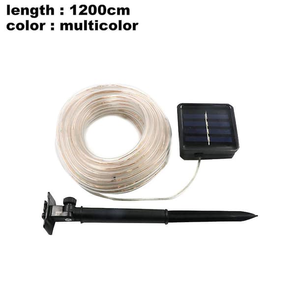 2 sæt med 100 LED solcellelyskæder 39,3ft 8 tilstande solcellelyskæder til havehegn terrasse (farverig)