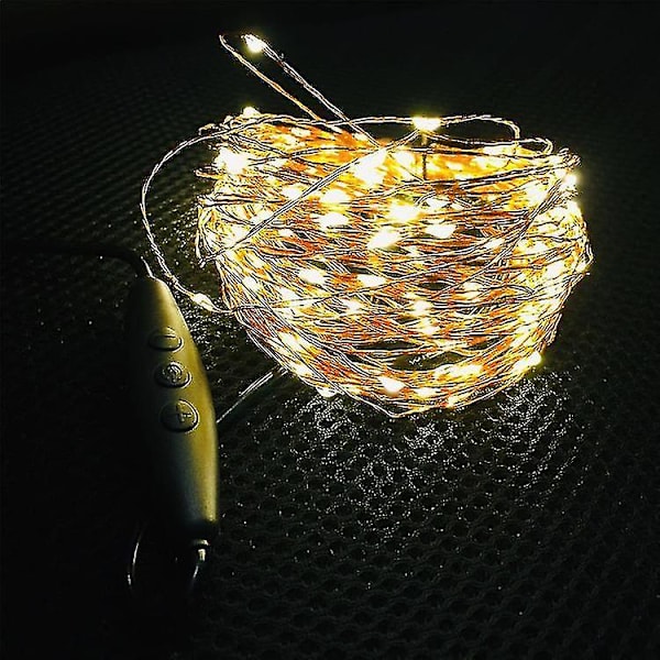 Koppertråd Fe Lys Plug In, Led Juletre Vanntett Lys