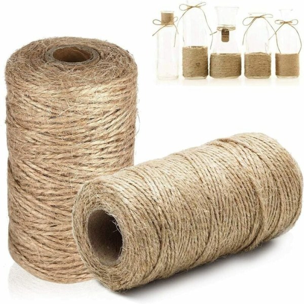 Jute-rep Garn Presentrep Trädgårdsrep Jute-hantverksrep Återvinningsbart dekorativt rep (1,5 mm, 2 st)