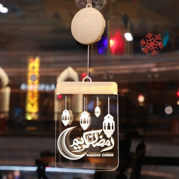 Eid dekorativa fönsterlampor, Ramadan dekorationer lyktljus Islamiska Eid dekorativa lampor presenter 2#