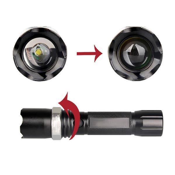 Tehokas 3W LED-ladattava taskulamppu (musta)