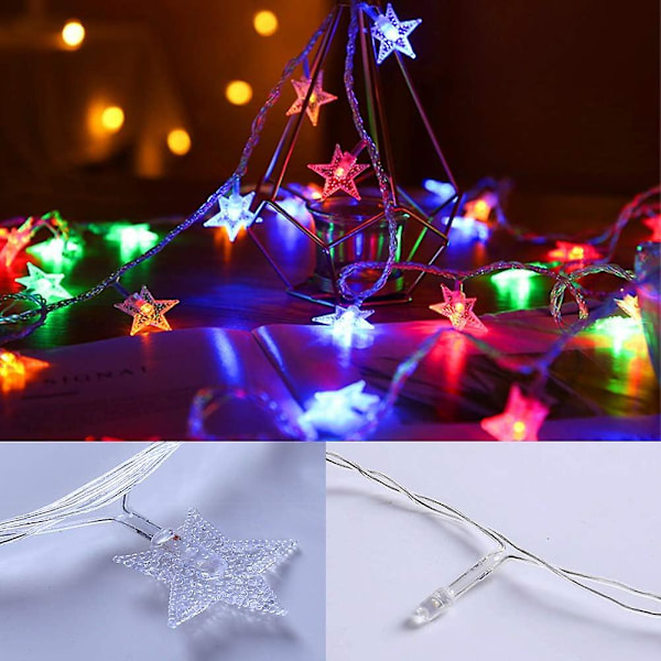 100 LED 49 FT Stjärnformade ljusslingor, Plug In Fairy String Lights Vattentäta, Utbyggbara för inomhus, utomhus, bröllopsfest, julgran, nyår, Gar