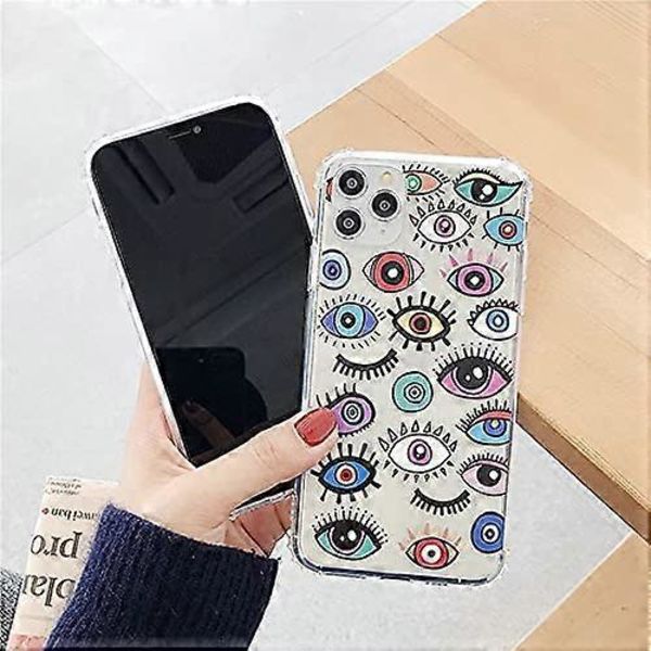 iPhone 12 och iPhone 12 Pro Skal Söt Rolig Ögon Mönster Klar Design Transparent Mjuk TPU Stötfångare Skyddande Skal Cover för Apple iPhone 12 / 12Pro -C