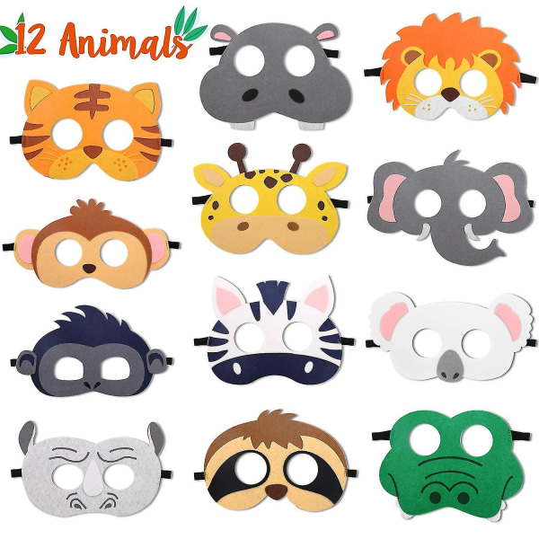 12st söta djur födelsedagsfest masker för barn Party gynnar festtillbehör