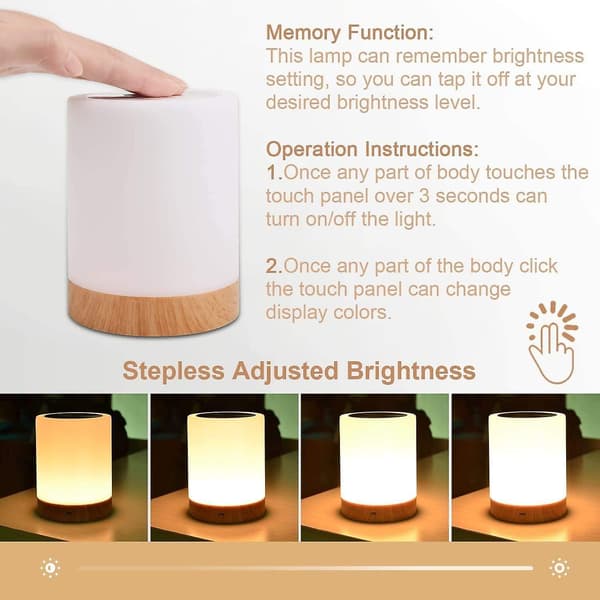 Natlampe - Touch-lampe med genopladeligt batteri
