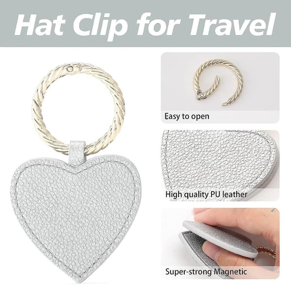 Dww-Silver magnetisk reisehatteklips, PU-lær klips for reiseveske, ryggsekk, håndveske. Multifunksjonell hatteklips