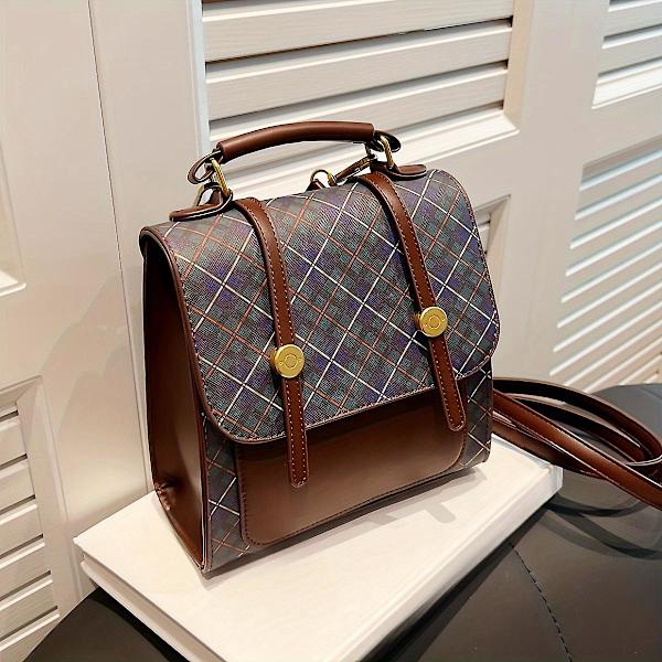 Niche Design Highend Rygsæk Highend Kvinder Rhombus Casual Simple Rygsæk（Rød boks）
