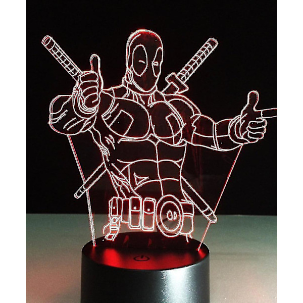 Deadpool Kids Soverom Nattlys Bordlampe 3d Led Nattlys Usb