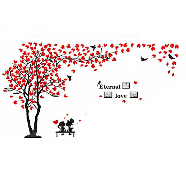 Dww-Tree Wall Stickers Fotoramme 3D Dekaler DIY Wall Stickers Kunst Hjem Indretning til Soveværelse, Børneværelse, Hal, Børnehave, Gave (Rød Venstre,L-300 * 150c