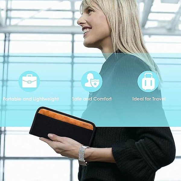 Reseplånbok (svart), passhållare för hem, case för resedokument, hållbart case med Rfid-blockerare, män, kvinnor, grå