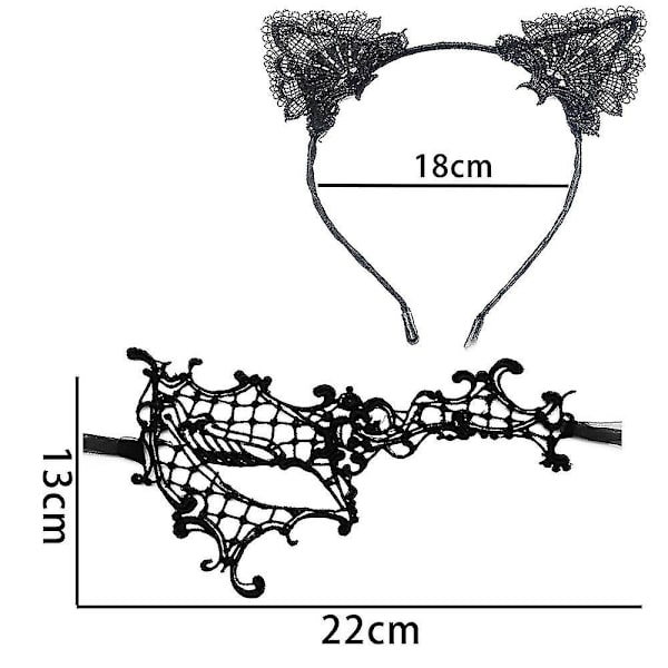 Fashion Cat Ears Headband Lace Eye Mask Costume Couples Cute Sexy Eyemask Masquerade Mask Hair Elastic Hoop