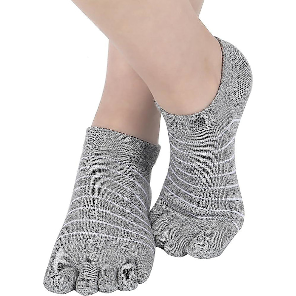 5 par randiga tåstrumpor femfingersockar lågt skurna färgglada strumpor för kvinnor flickor