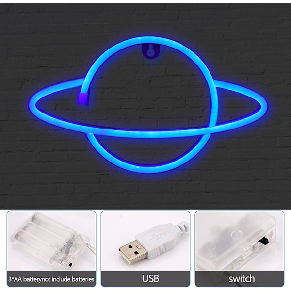 Led Neon Skylt Planet Neon Ljus Moln Blixt Led Vägglampa Väggdekor Batteri/USB Drivs