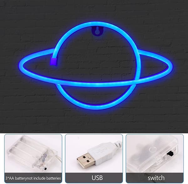 Led Neonskylt Planet Neonljus Moln Blixt Led Vägglampa Väggdekor Batteri/usb-driven