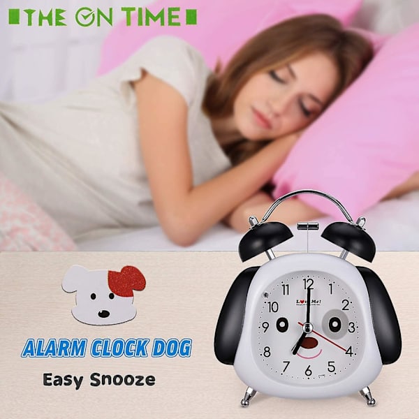 Analog väckarklocka, 3 tum hund barn väckarklocka med högt alarm, dubbel klocka väckarklocka med Ni