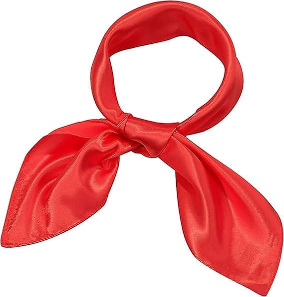 Kvindernes Fashion Soft Large Satin Square Chiffon Polyester Tørklæde Sæt Hoved Hals Multiuse Solid Farver Tilgængelige-Rød