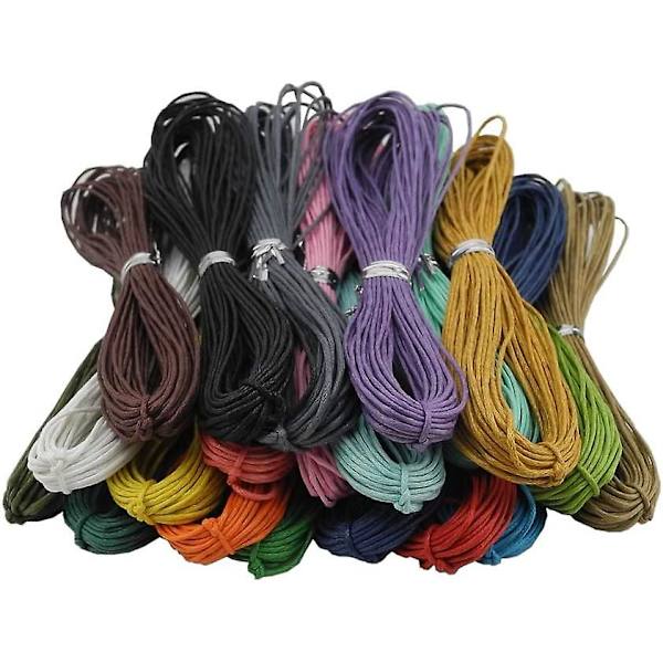 20 Färger 1mm Smyckestillverkning Pärlsträngning Hantverk Macrame Vaxad Bomullsrep Tråd, 10 Yards Varje Färg, Typ B