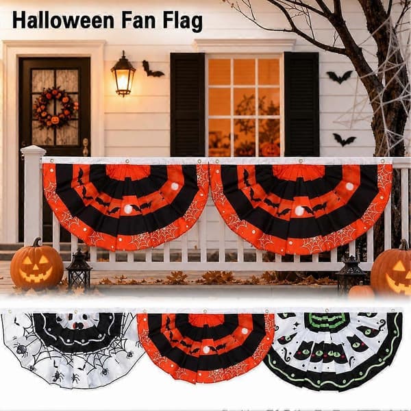 Halloween vimpelband flagga crepe-fläkt tryckt polyester metall robust A