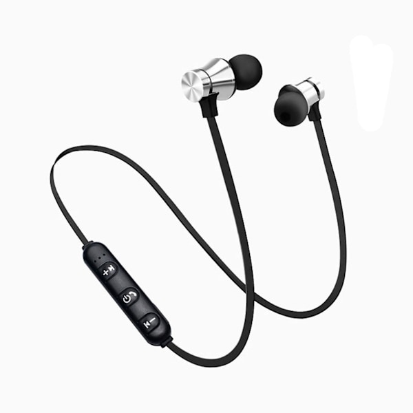 Bluetooth Stereo Earphone Headset Wireless Magnetic In-Ear Earbuds Headphone（Silver）